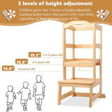 Toddler Kitchen Step Stool Ezebaby Adjustable Toddler Tower Kid Learning Helper Stool for Toddlers Standing Tower Wooden Stepping Stool for Counter Sink with Safety Rail