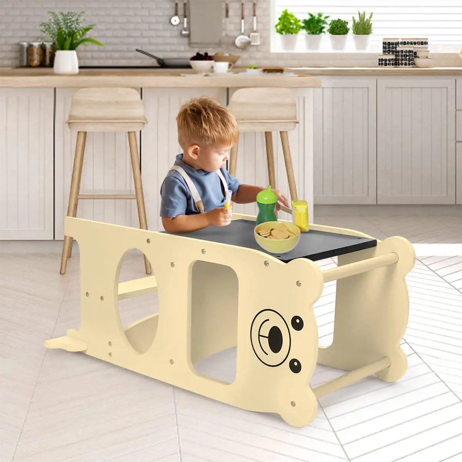 Toddler Kitchen Stool OUNUO Convertible Kids Learning Helper Stool wit CounponYoleo
