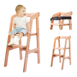 Yoleo Wooden High Chair for Toddlers to Teens, Adjustable Dining Feeding Chair with Steps That Grows with Your Child, 1-12 Years Old Max 60kg