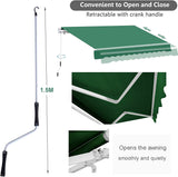 iropro DIY Patio Retractable Manual Awning, Garden Sun Shade Canopy Gazebo, Anti-UV and Waterproof Folding Awning with Fittings and Crank Handle (3 * 2.5M)