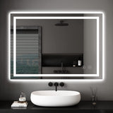 Dripex Bathroom Mirror with LED Lights, 600*800 MM Illuminated Backlit Wall Mounted Bathroom Mirrors Vanity Mirror Dimmable Switch 3 Colors and Demister Pad, Horizontal/Vertical