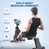 Dripex Magnetic Rowing Machine for Home Use (Upgraded Version) Rower for Home Gym & Cardio Training with Aluminum Track, 16 Adjustable Resistance Levels & Smart LCD Monitor