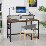 Dripex Computer Desk with Storage Shelves Monitor Stand Gaming Desk Study Writing Table for Home Office 107x 50x 92cm