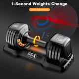 Dripex Adjustable Dumbbells Free Weights 25 lbs,20 lbs,15 lbs,10 lbs,5 lbs - Stylish Weights Dumbbells,Fast Adjustable Single Dial Dumbbell with Anti-Slip Handle & Tray for Home Gym Workout.