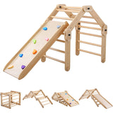 Dripex Pikler Triangle Climber with Ramp and More Than 10 Changing Play Method, Montessori X-Large Wooden Climbing Triangle Adjustable Angle with Thickened 2 Sides Slides for Toddlers Indoor Outdoor