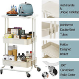 DripeX Storage Trolley on Wheels, 3 Tier Rolling Utility Cart with Worktop and Storage Heavy Duty Metal Trolley for Office Bathroom Kitchen Laundry Room