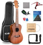 Dripex Concert Ukulele 23 Inch with Beginner Kit (Ukulele Bag, Tuner, Strap, Capo, Clean Cloth, Spare String, Ukulele Picks and Instruction Manual)