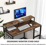 Dripex Computer Desk with Storage Shelves Monitor Stand Gaming Desk Study Writing Table for Home Office 107x 50x 92cm