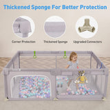 Dripex PlayPen for Babies, Infants Baby Fence, Extra Large Playard for Babies with Gate, Sturdy Safety Baby Play Area with Soft Breathable Mesh