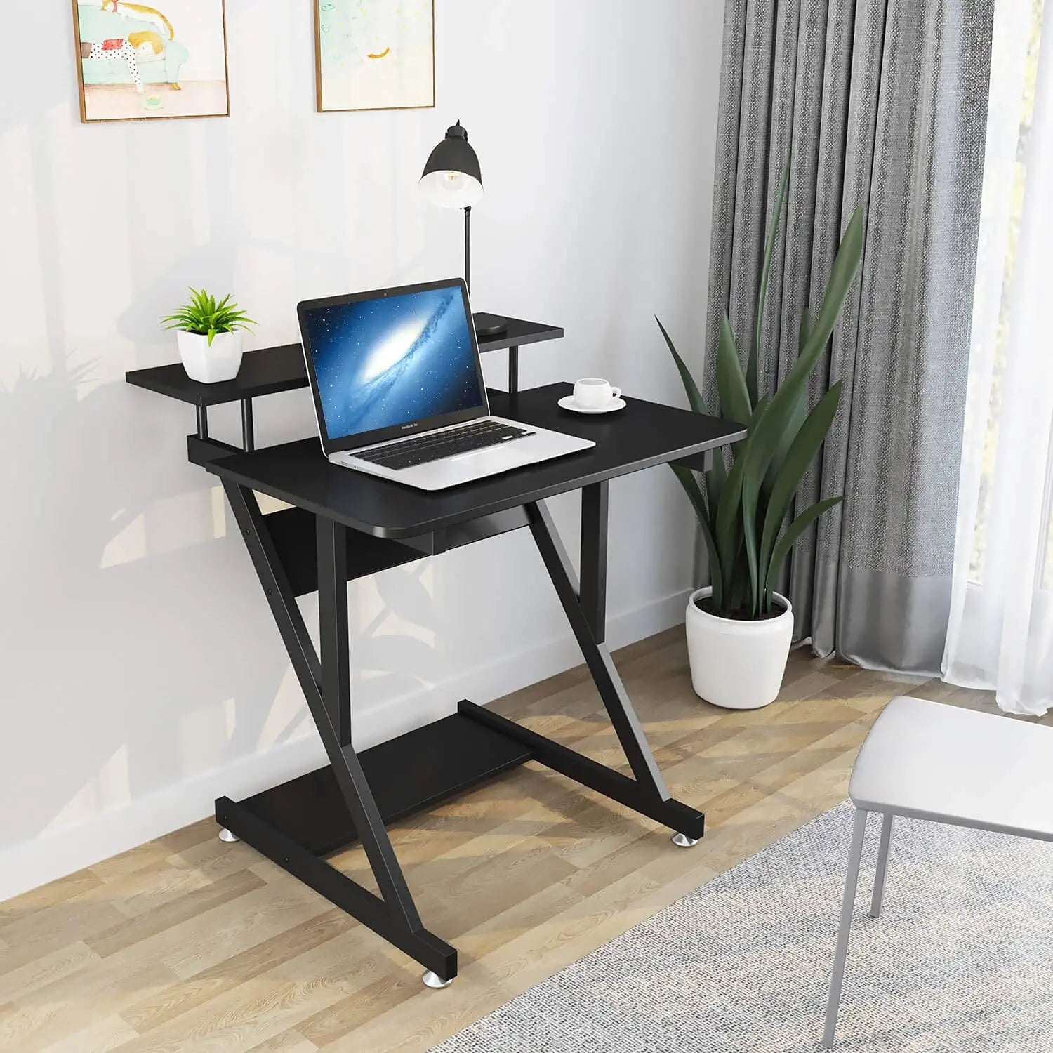 Dripex Computer Desk for Small Spaces Z Shaped Small Computer