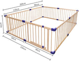 Wooden Baby Playpen, 8 Panels Large Play Fence for Toddlers, Kids Rectangle Activity Center Safety Play Yard with Lockable Door for Indoor and Outdoor