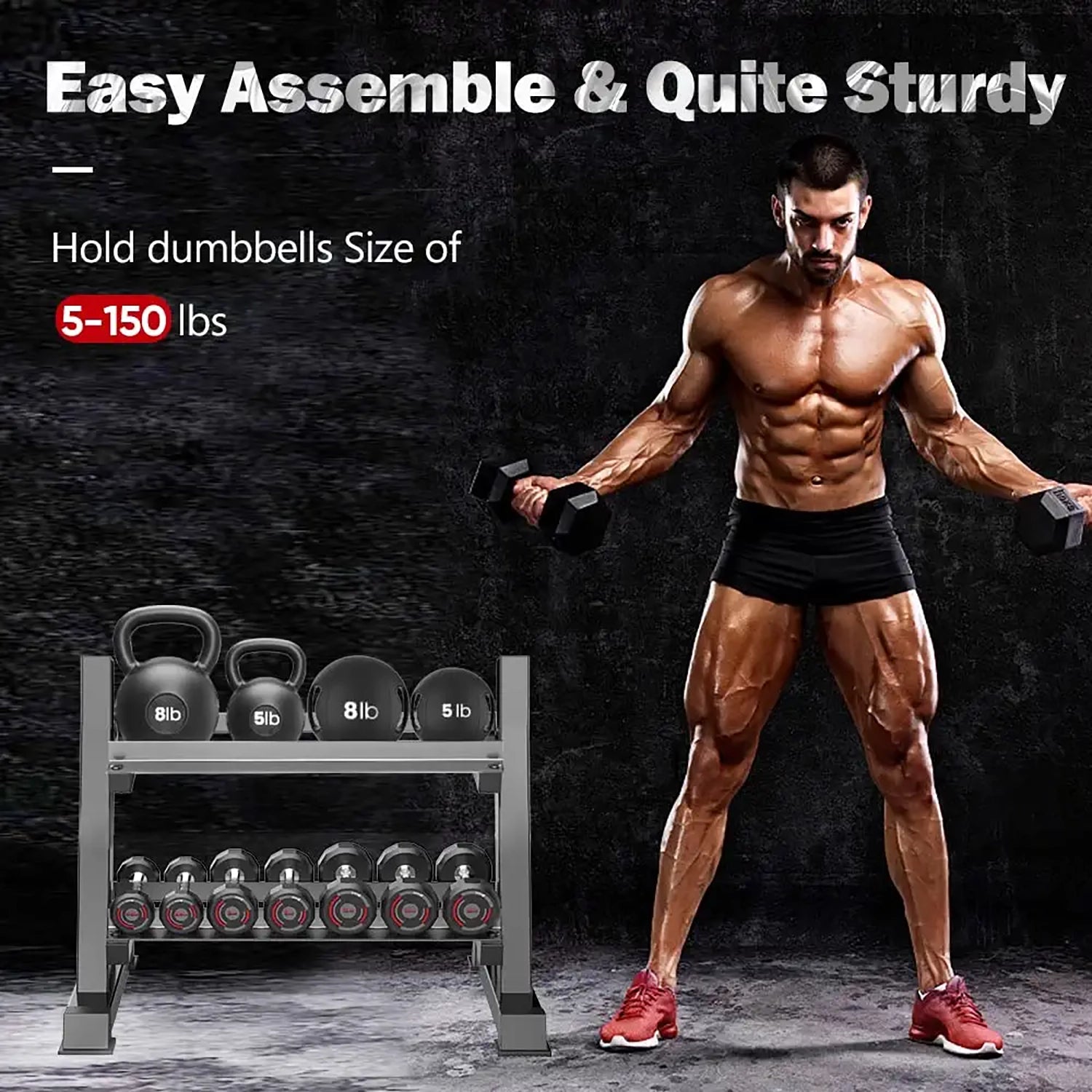 WEALLNERSSE Adjustable 2 Tier Dumbbell Rack with Reverse Installation CounponYoleo