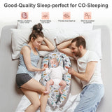 Baby Lounger-Baby Nest for Co-Sleeper, Breathable Cotton Adjustable Newborn Lounger for CoSleeping in Bed - Portable Bassinet Mattress with Pillow Baby Essentials-for Traveling
