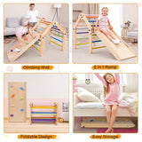 Dripex Pikler Triangle Climber with Ramp and More Than 10 Changing Play Method, Montessori X-Large Wooden Climbing Triangle Adjustable Angle with Thickened 2 Sides Slides for Toddlers Indoor Outdoor