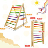 YOLEO Pikler Triangle Ramp Toddler, 3 in 1 Foldable Climbing Triangle with Thicker Ramp for Climb and Slide, Wooden Climber Set, Sturdy Montessori Toddler Climbing Toys Outdoor Indoor, Rainbow