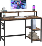 Dripex Computer Desk with Storage Shelves Monitor Stand Gaming Desk Study Writing Table for Home Office 107x 50x 92cm