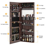 Mirror Jewelry Cabinet, Dripex Jewelry Armoire, Full-Length Frameless Mirror, Wall and Door Mounted, Lockable Storage Organizer, Suit for Bedroom and Bathroom