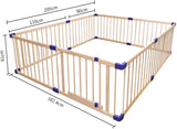 Wooden Baby Playpen, 8 Panels Large Play Fence for Toddlers, Kids Rectangle Activity Center Safety Play Yard with Lockable Door for Indoor and Outdoor