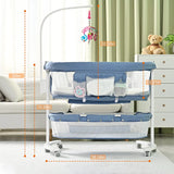 YOLEO Bedside Bassinet Baby Bassinets Bedside Sleeper with Matrress Mosquito Net Bedside Cosleeper with Lockable Wheels Wooden Frame Bassinet with Storage for New Born Baby Girls Boys up to 15 KG