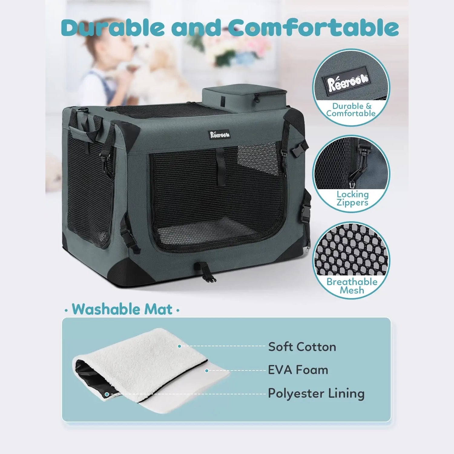 Reerooh Large Pet Carrier 24 x16 x16