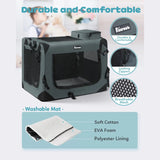 Reerooh Large Pet Carrier 24"x16"x16", Soft Sided Cat Carrier with 2 Pockets, 2 Bowls, 4 Breathable Meshes, Collapsible Travel Carrier Bag for Cats Dogs Puppies Kittens