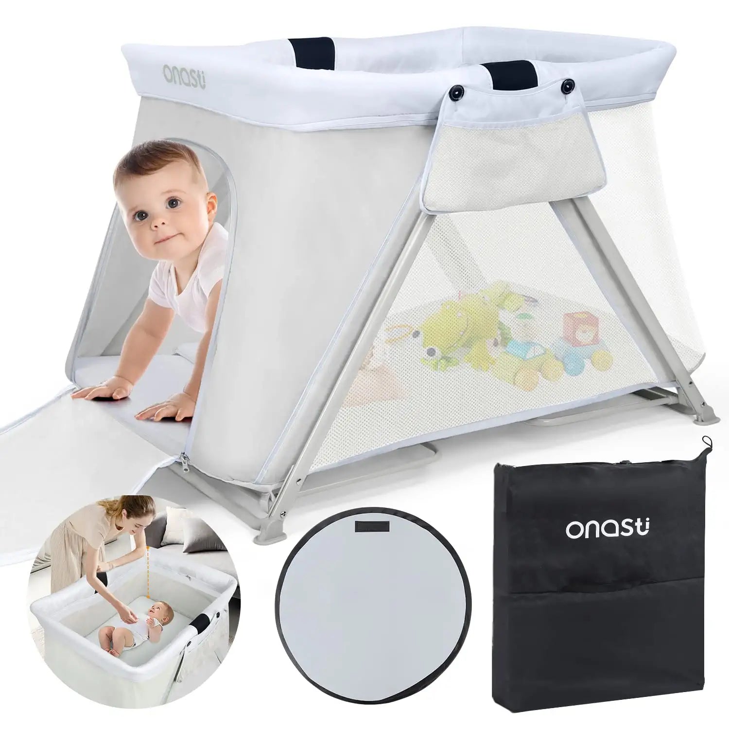 Portable Playard with Bassinet Insert for Babies Activity Indoor Outdo CounponYoleo