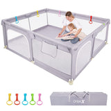 Dripex PlayPen for Babies, Infants Baby Fence, Extra Large Playard for Babies with Gate, Sturdy Safety Baby Play Area with Soft Breathable Mesh