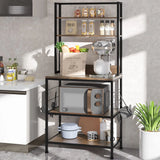 Dripex Kitchen Bakers Rack with Storage Hutch 5-Tier Kitchen Utility Storage Shelf Free Standing Coffee Station Industrial Microwave Stand with 10 Hooks for Kitchen, Dining Room