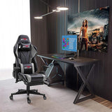 Dripex Gaming Chair Ergonomic Office Chair Adjustable Swivel Leather Racing Computer Desk Chair with Lumbar Support and Headrest for Adult and Kid  (with footrest)