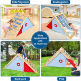 Dripex Pikler Triangle Climber with Ramp and More Than 10 Changing Play Method, Montessori X-Large Wooden Climbing Triangle Adjustable Angle with Thickened 2 Sides Slides for Toddlers Indoor Outdoor