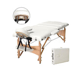 Vesgantti Portable Massage Bed Table - 3-Section Foldable Beauty Couch for Reiki Therapy Treatment Salon Healing - Metal Headrest Support/Carry Bag