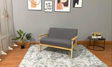 2 Seater  Wooden Frame Linen Square Arm Sofa