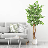 YOLEO Artificial Ficus Silk Tree Fake Ficus Tree with Lifelike Leaves Faux Plant for Living Room Bedroom Balcony Corner Office Decor