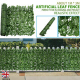 1m X 3m Artificial Leaf Hedge Privacy Screening Garden Fence Panel Roll UK