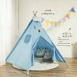 Foldable Wooden Canvas Kids Teepee Play Tent Portable Pop Up Playhouse