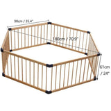 Wooden Baby Playpen, 8 Panels Large Play Fence for Toddlers, Kids Rectangle Activity Center Safety Play Yard with Lockable Door for Indoor and Outdoor