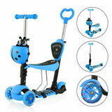 Dripex Yoleo 5-in-1 Kids Scooter - 3 Wheels Scooter Kick Scooter with Adjustable Removable Seat and Push Handle -Toddler Scooter with Flashing Led Light Up Wheels